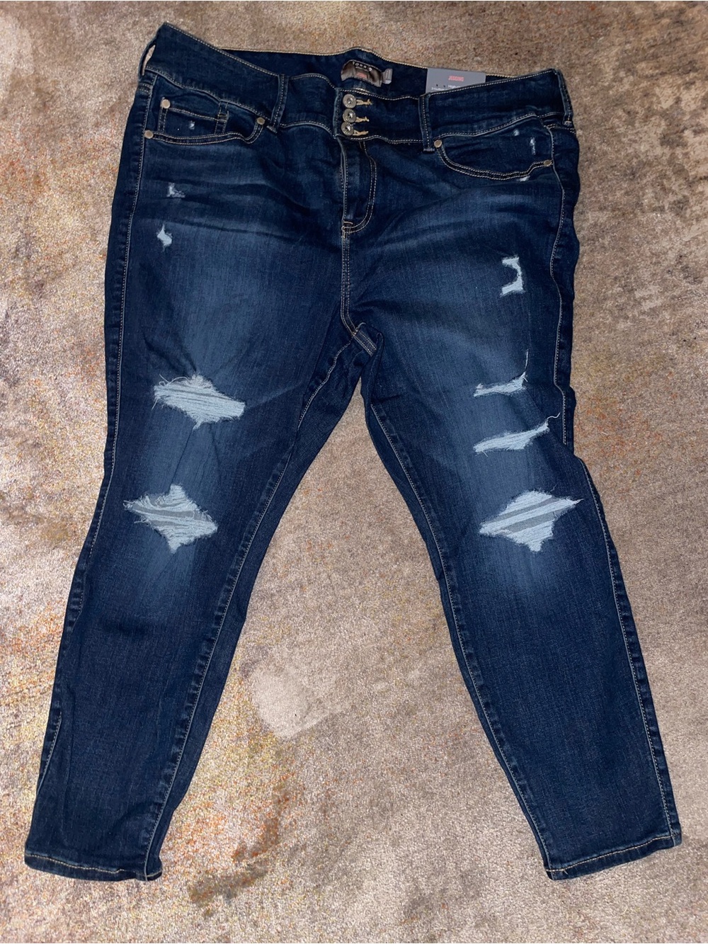Dark Blue Distressed Women’s Jeans Torrid 22 Extra Short